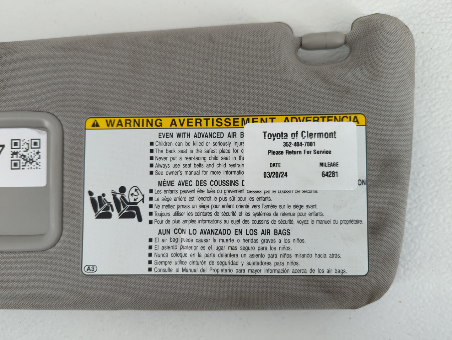 2010-2022 Toyota 4runner Sun Visor Shade Replacement Passenger Right Mirror Fits OEM Used Auto Parts - Oemusedautoparts1.com