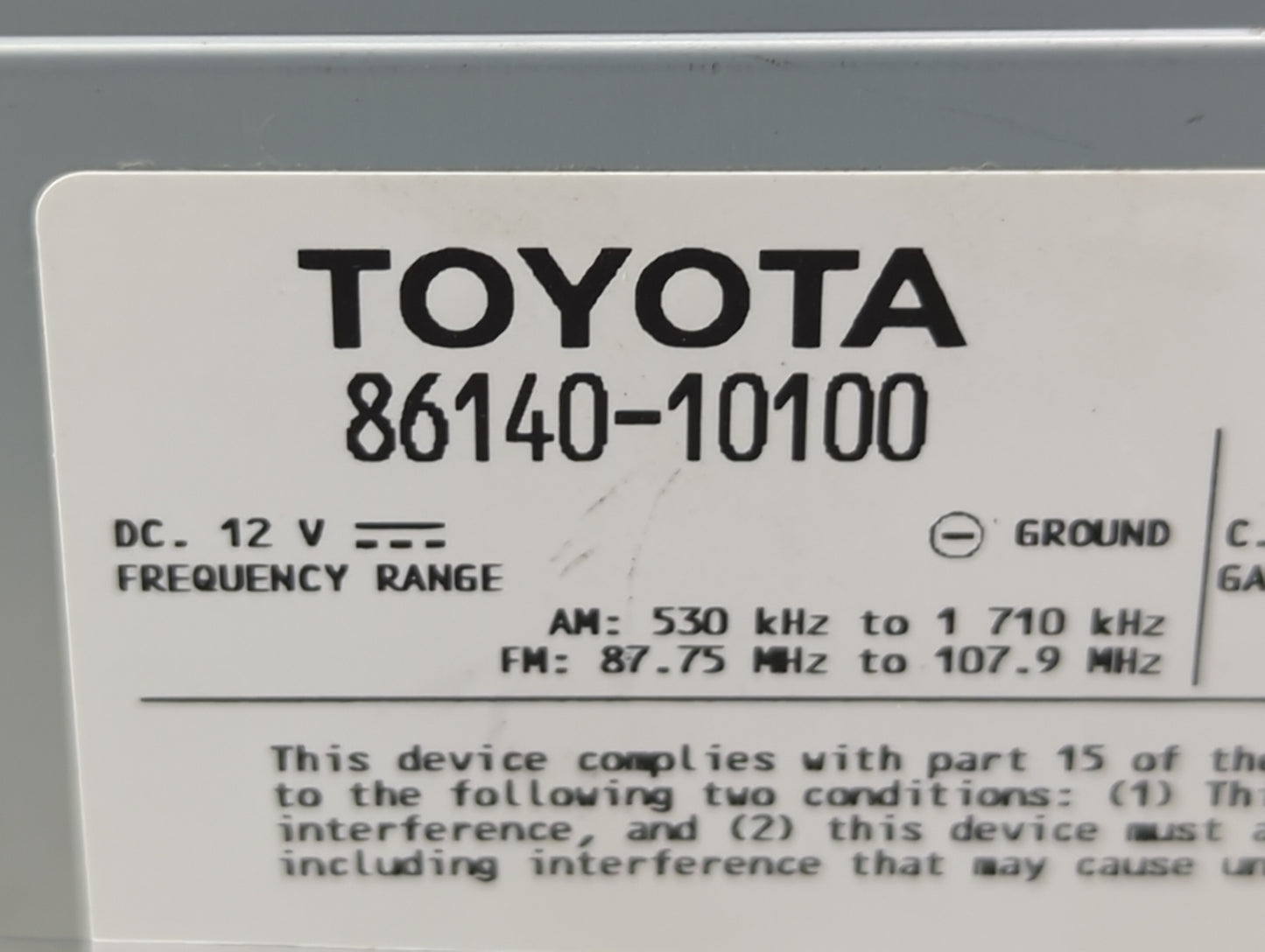 2020-2022 Toyota C-Hr Radio AM FM Cd Player Receiver Replacement P/N:86140-10100 Fits Fits 2020 2021 2022 OEM Used Auto Part