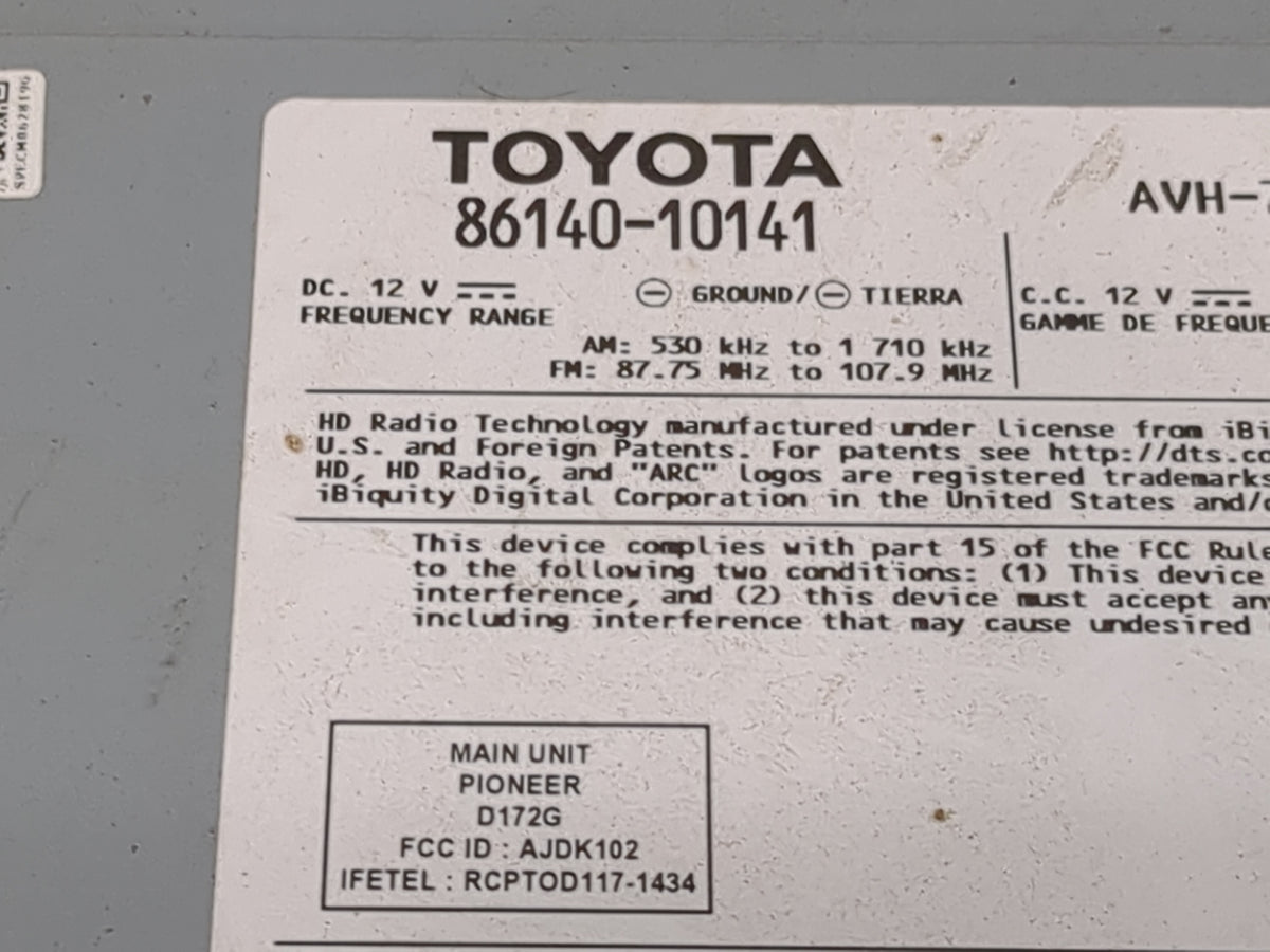 2020 Toyota C-Hr Radio AM FM Cd Player Receiver Replacement P/N:86140-10141 AJDK102, D172G, RCPTOD117-1434 Fits OEM Used Aut