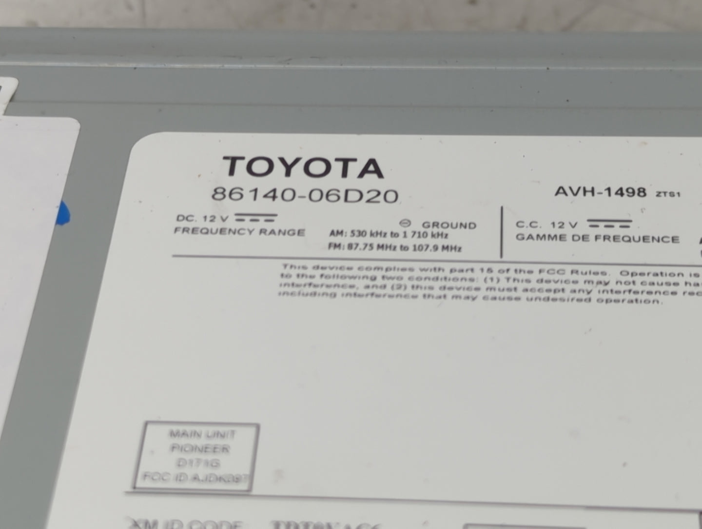 2018-2020 Toyota Camry Radio AM FM Cd Player Receiver Replacement P/N:86140-06D20 Fits Fits 2018 2019 2020 OEM Used Auto Par
