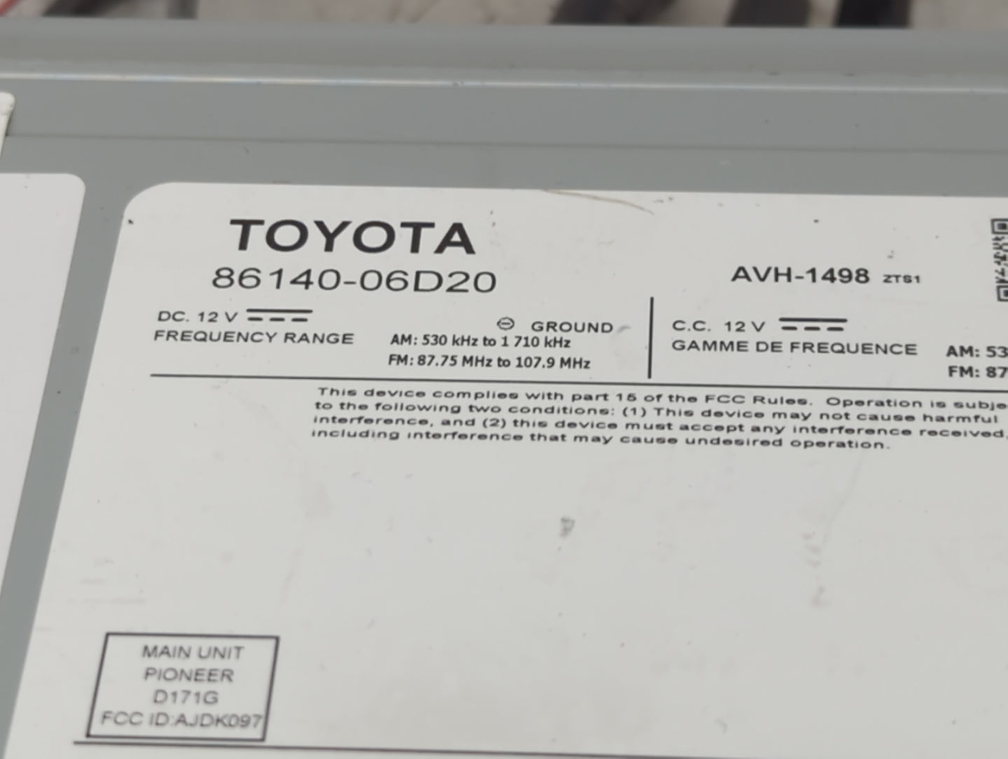 2018-2020 Toyota Camry Radio AM FM Cd Player Receiver Replacement P/N:86140-06D20 Fits Fits 2018 2019 2020 OEM Used Auto Par