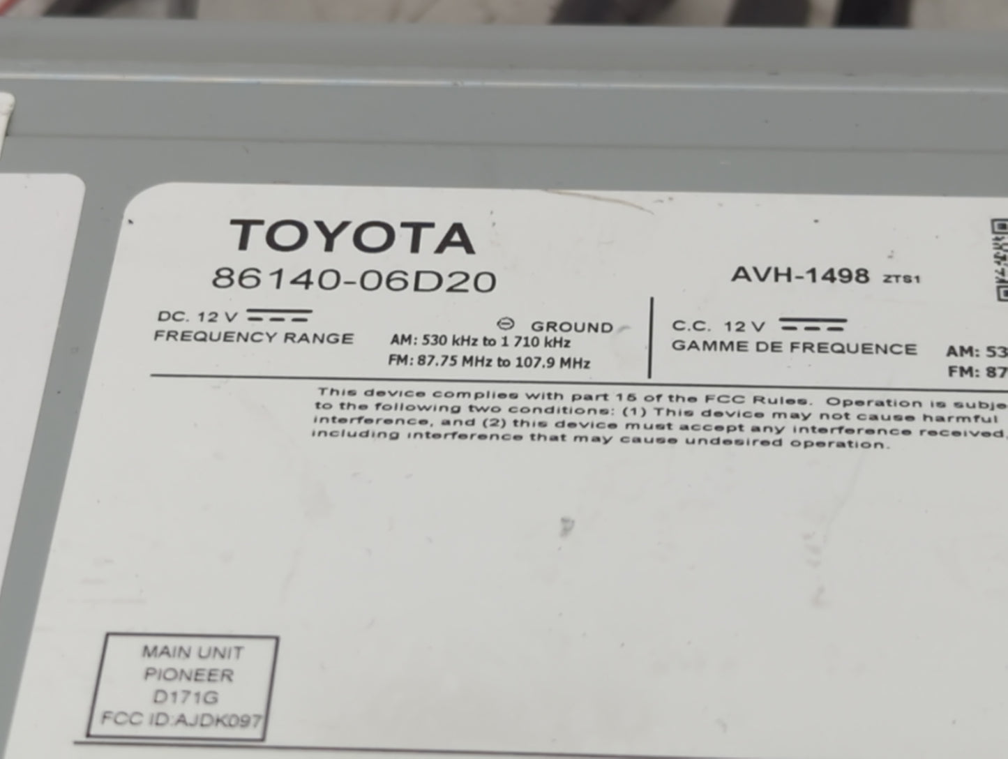 2018-2020 Toyota Camry Radio AM FM Cd Player Receiver Replacement P/N:86140-06D20 Fits Fits 2018 2019 2020 OEM Used Auto Par