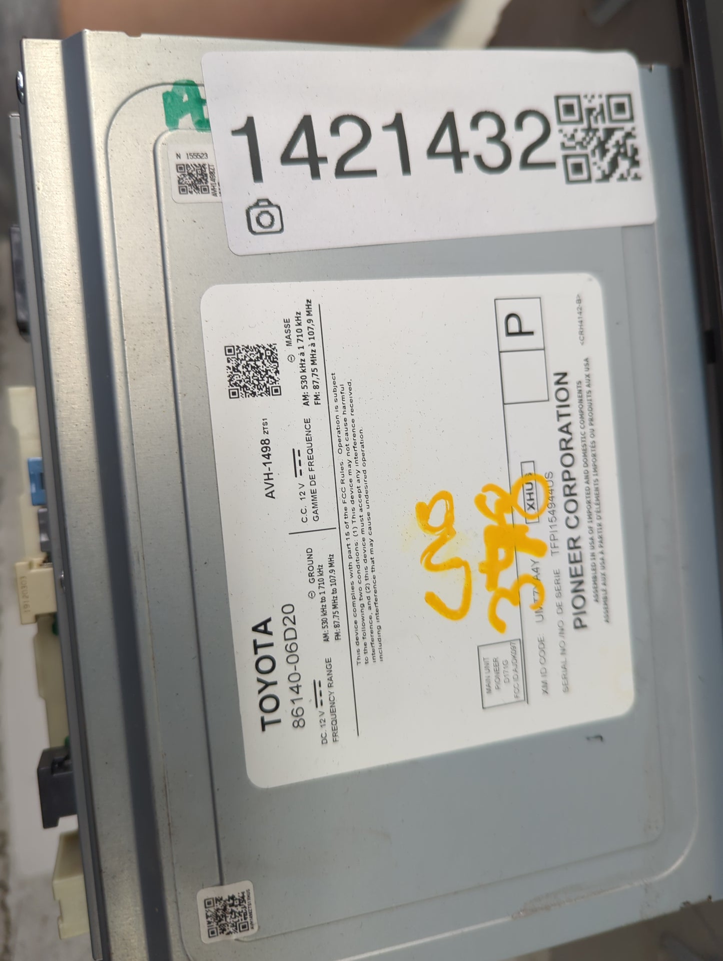2018-2020 Toyota Camry Radio AM FM Cd Player Receiver Replacement P/N:86140-06D20 Fits Fits 2018 2019 2020 OEM Used Auto Par