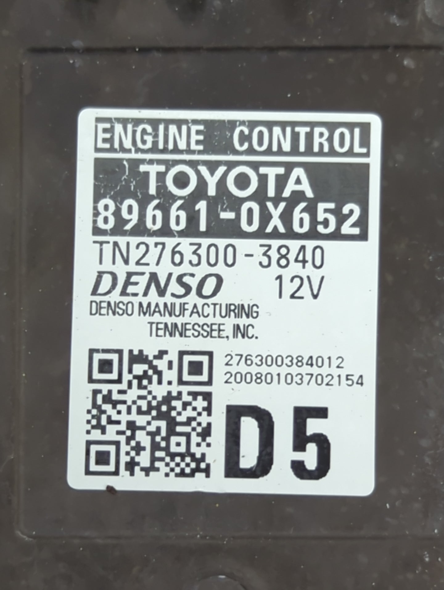 2019-2020 Toyota Camry PCM Engine Control Computer ECU ECM PCU OEM P/N:89661-0X652 TN276300-3840 Fits Fits 2019 2020 OEM Use