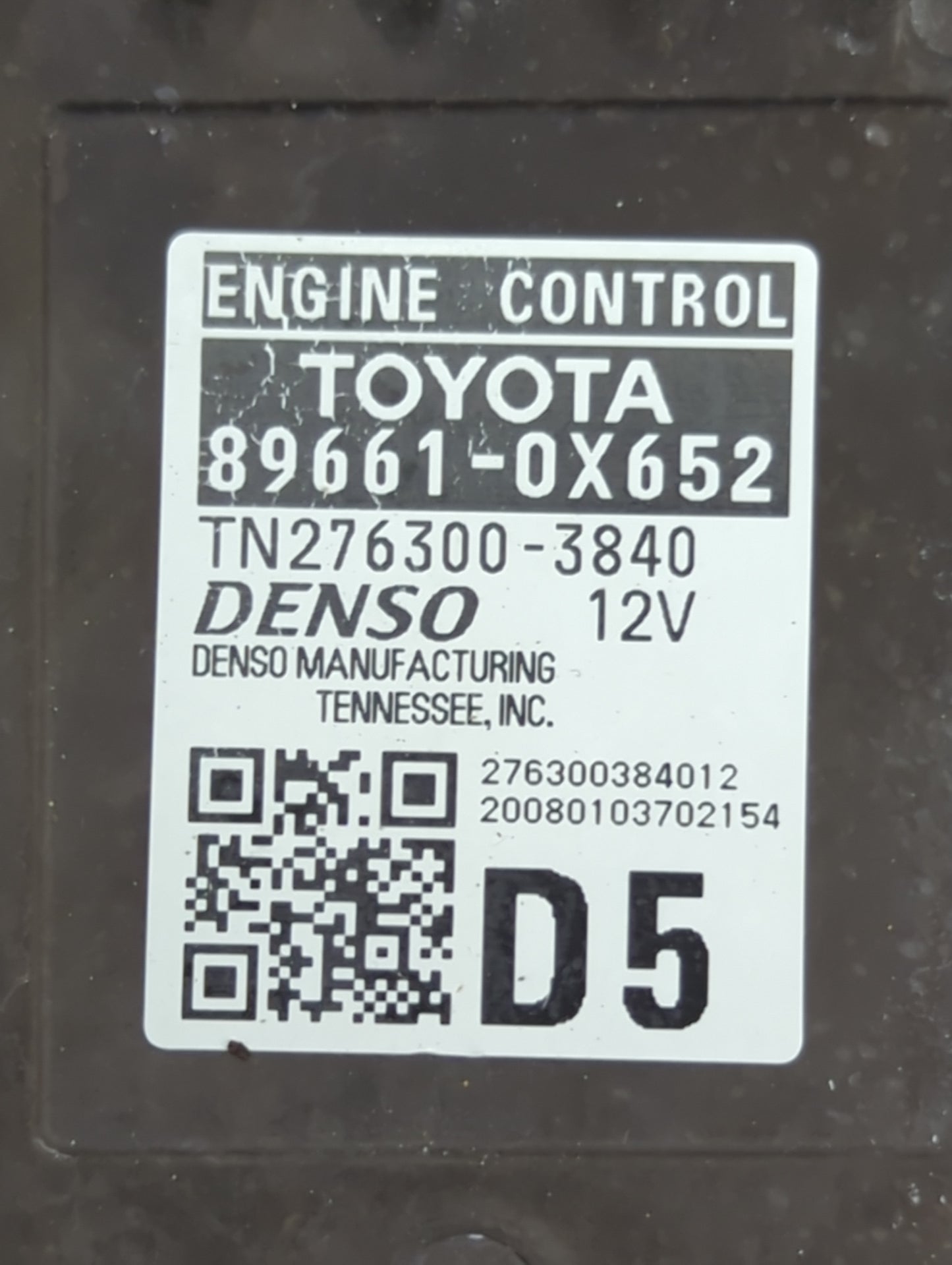 2019-2020 Toyota Camry PCM Engine Control Computer ECU ECM PCU OEM P/N:89661-0X652 TN276300-3840 Fits Fits 2019 2020 OEM Use