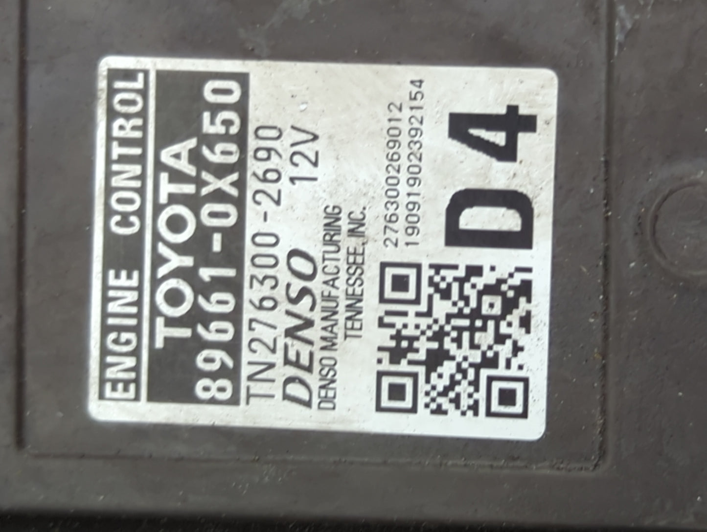 2019-2020 Toyota Camry PCM Engine Control Computer ECU ECM PCU OEM P/N:89661-0X650 TN276300-2690 Fits Fits 2019 2020 OEM Use