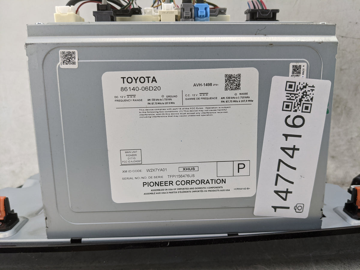 2018-2020 Toyota Camry Radio AM FM Cd Player Receiver Replacement P/N:86140-06D20 AVH-1498 Fits Fits 2018 2019 2020 OEM Used