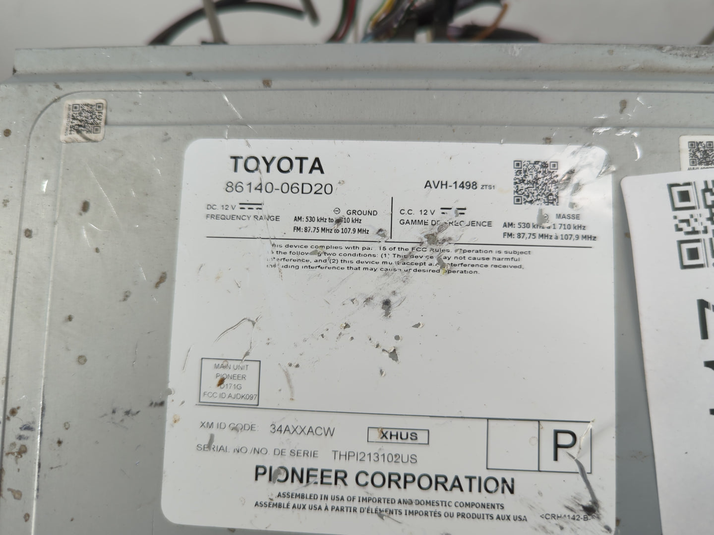 2018-2020 Toyota Camry Radio AM FM Cd Player Receiver Replacement P/N:86140-06D20 Fits Fits 2018 2019 2020 OEM Used Auto Par
