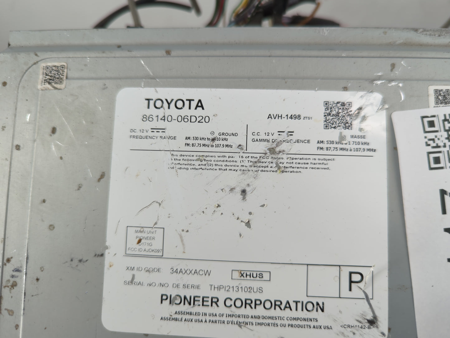 2018-2020 Toyota Camry Radio AM FM Cd Player Receiver Replacement P/N:86140-06D20 Fits Fits 2018 2019 2020 OEM Used Auto Par