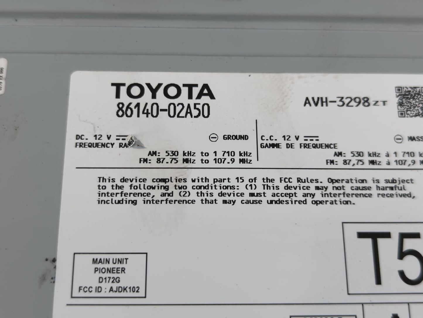 2020 Toyota Corolla Radio AM FM Cd Player Receiver Replacement P/N:86140-02A50 86140-12350 Fits OEM Used Auto Parts - Oemuse