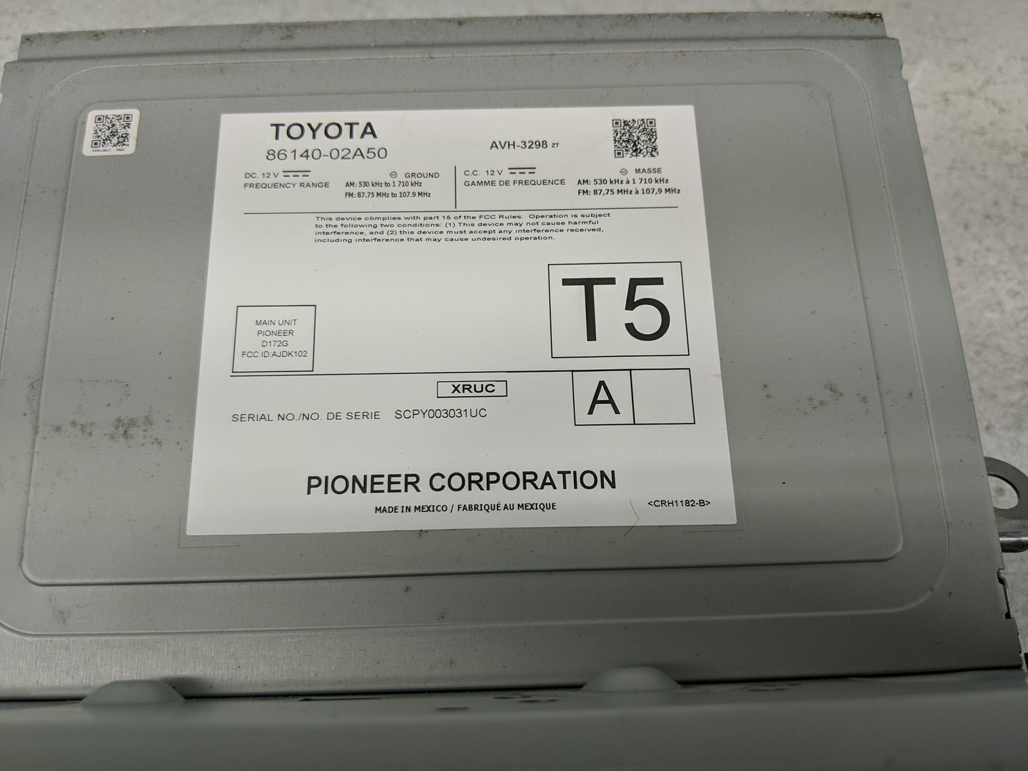 2020 Toyota Corolla Radio AM FM Cd Player Receiver Replacement P/N:86140-02A50 Fits OEM Used Auto Parts - Oemusedautoparts1.