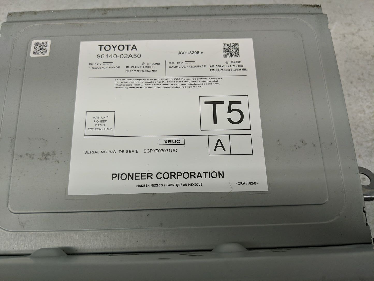 2020 Toyota Corolla Radio AM FM Cd Player Receiver Replacement P/N:86140-02A50 Fits OEM Used Auto Parts - Oemusedautoparts1.