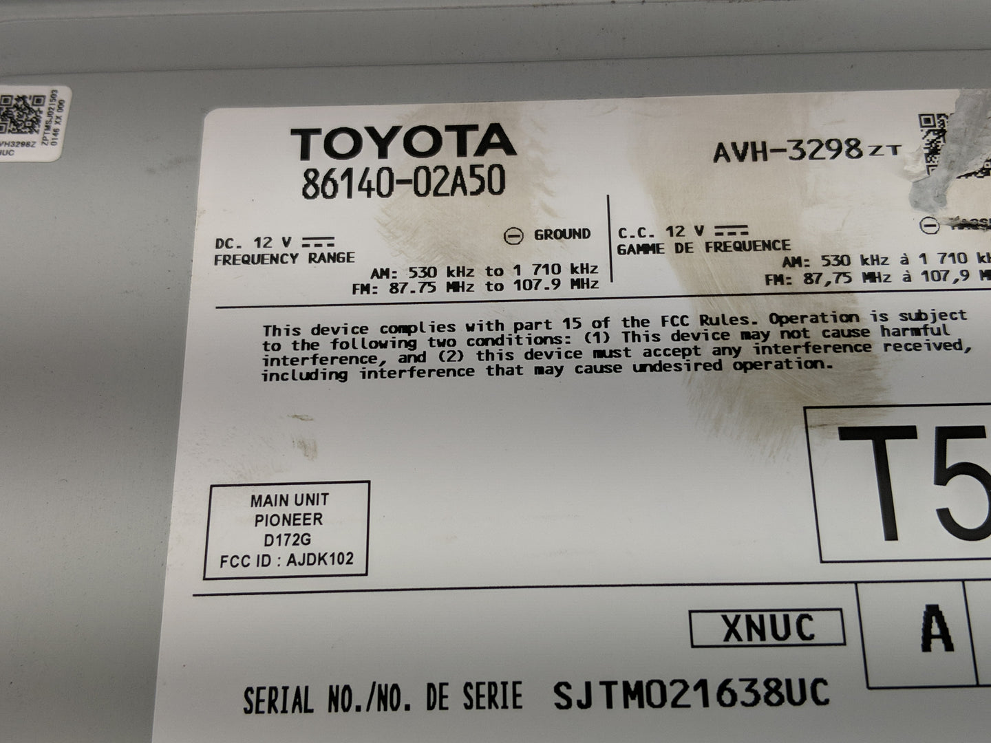 2020 Toyota Corolla Radio AM FM Cd Player Receiver Replacement P/N:86140-02A50 Fits OEM Used Auto Parts - Oemusedautoparts1.
