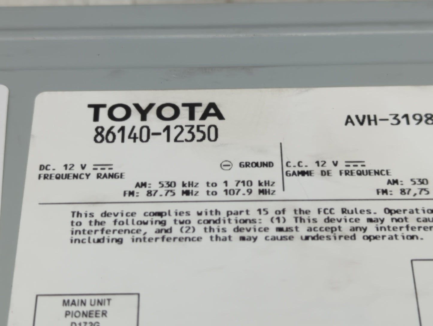 2020 Toyota Corolla Radio AM FM Cd Player Receiver Replacement P/N:86140-12350 Fits OEM Used Auto Parts - Oemusedautoparts1.