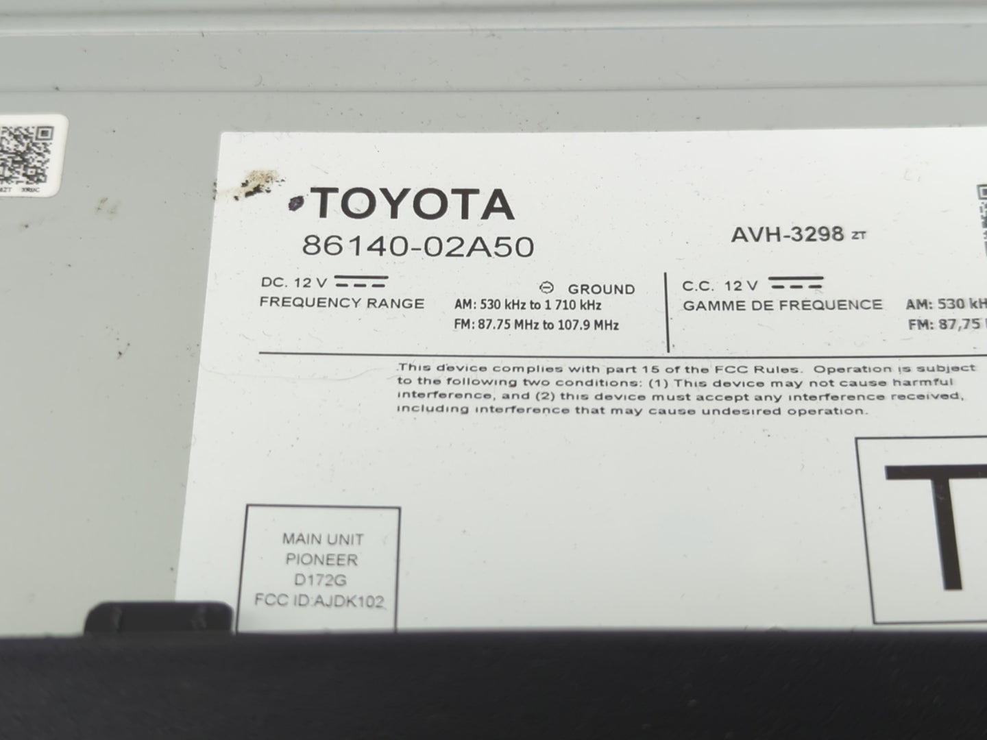 2020 Toyota Corolla Radio AM FM Cd Player Receiver Replacement P/N:86140-02A50 Fits OEM Used Auto Parts - Oemusedautoparts1.