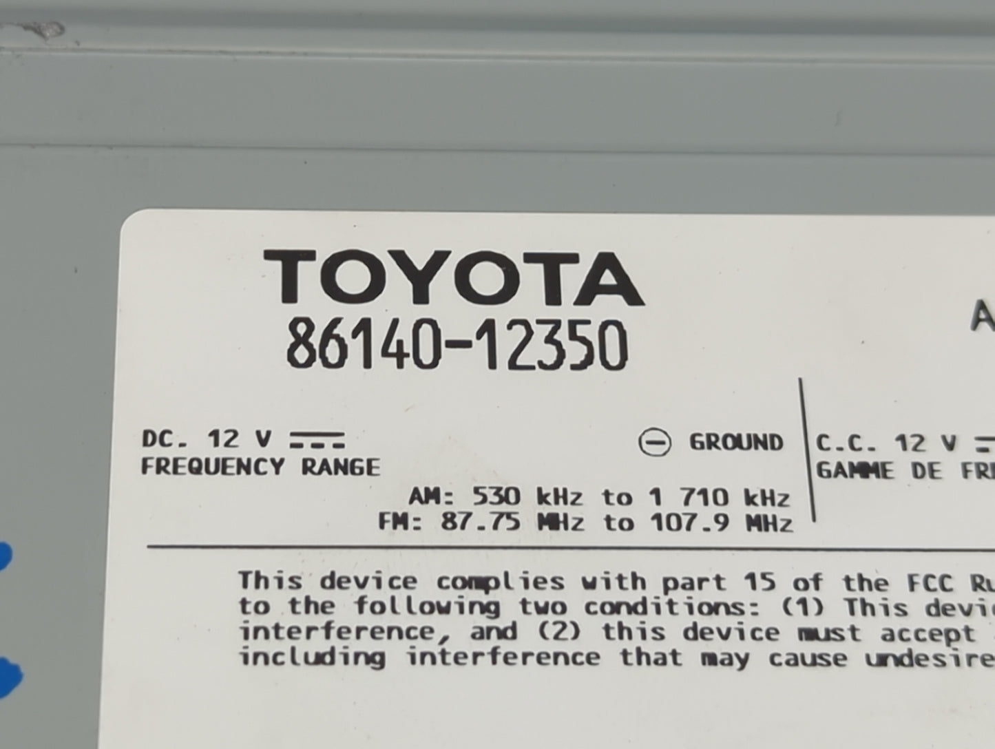 2020 Toyota Corolla Radio AM FM Cd Player Receiver Replacement P/N:86140-12350 86140-02A50 Fits OEM Used Auto Parts - Oemuse
