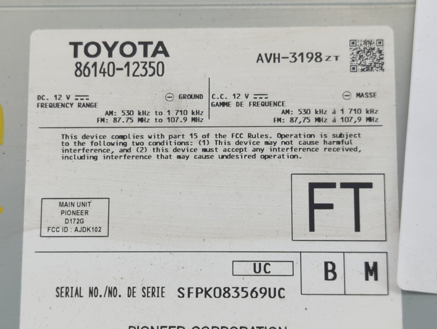 2020 Toyota Corolla Radio AM FM Cd Player Receiver Replacement P/N:86140-12350 Fits OEM Used Auto Parts - Oemusedautoparts1.