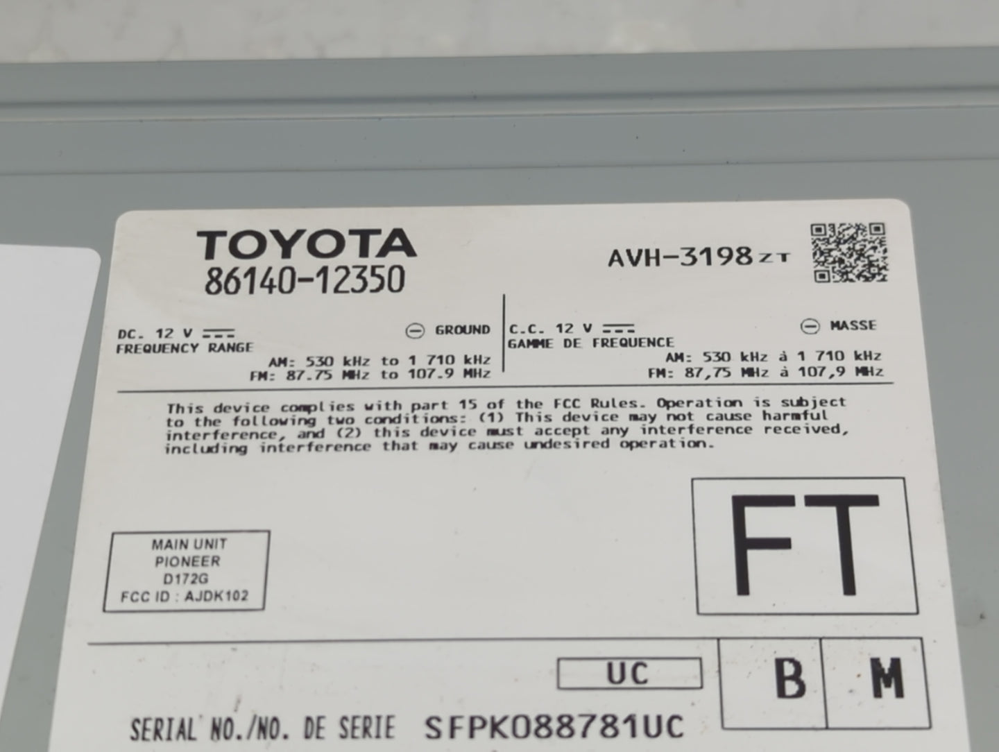 2020 Toyota Corolla Radio AM FM Cd Player Receiver Replacement P/N:86140-1235 Fits OEM Used Auto Parts - Oemusedautoparts1.c
