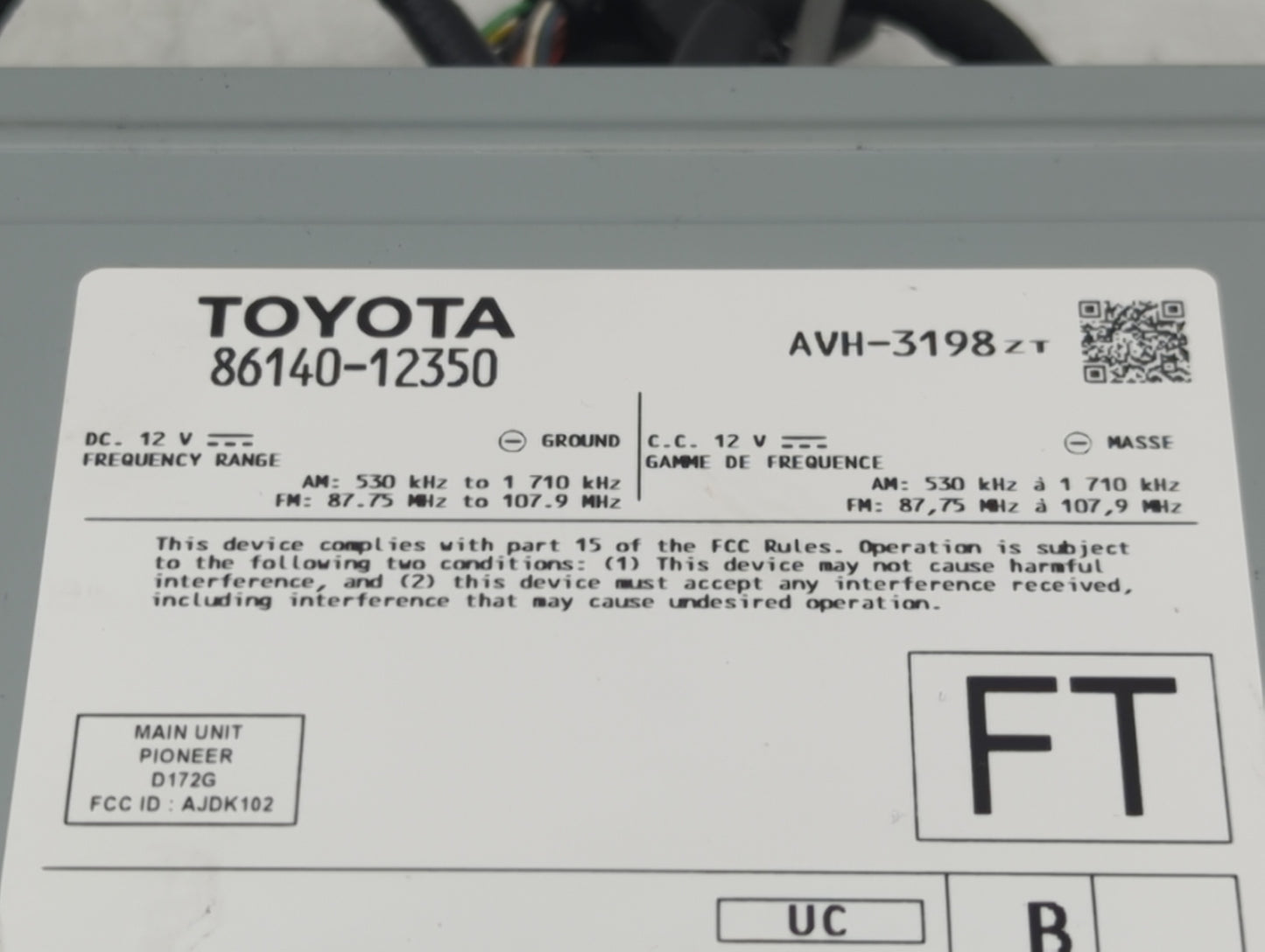 2020 Toyota Corolla Radio AM FM Cd Player Receiver Replacement P/N:86140-12350 Fits OEM Used Auto Parts - Oemusedautoparts1.