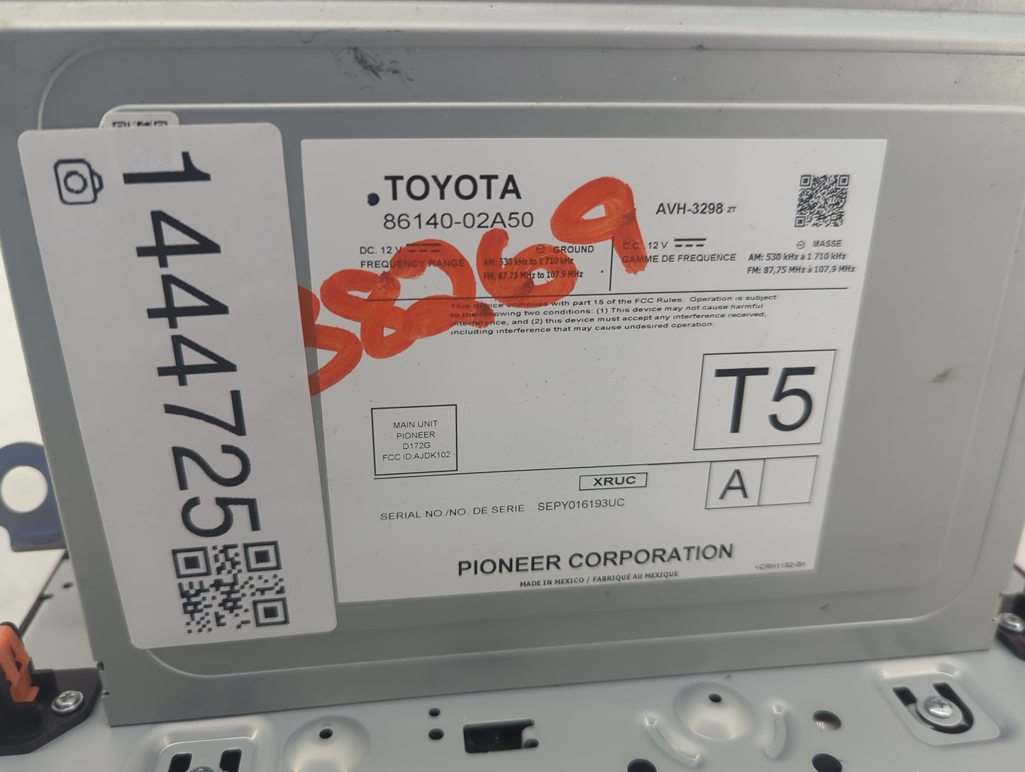 2020 Toyota Corolla Radio AM FM Cd Player Receiver Replacement P/N:86140-02A50 AVH-3298, D172G, AJDK102 Fits OEM Used Auto P