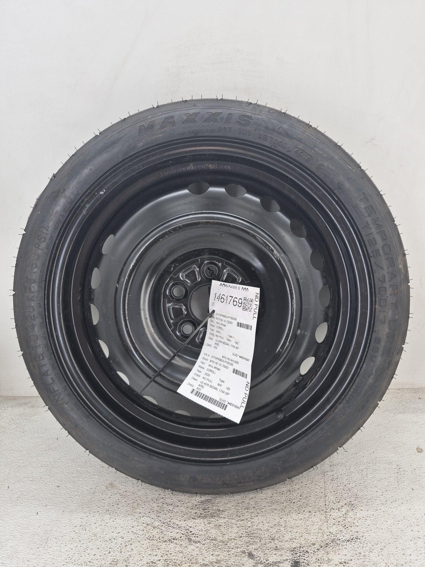 2019-2022 Toyota Corolla Spare Donut Tire Wheel Rim Oem - Oemusedautoparts1.com