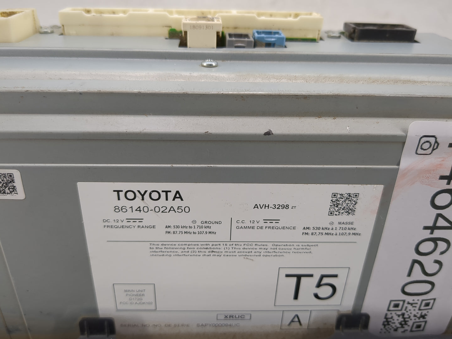 2020 Toyota Corolla Radio AM FM Cd Player Receiver Replacement P/N:86140-02A50 AVH-3298 Fits OEM Used Auto Parts - Oemusedau