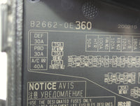2020-2022 Toyota Highlander Fusebox Fuse Box Panel Relay Module P/N:82662-0E360 Fits Fits 2020 2021 2022 OEM Used Auto Parts