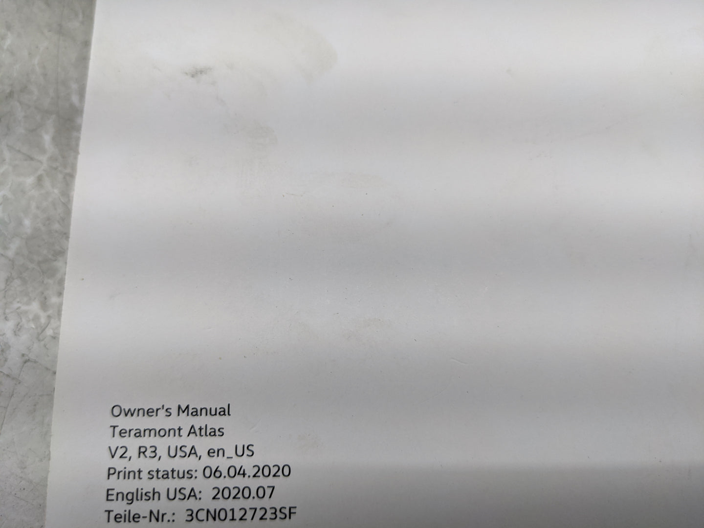2020 Volkswagen Atlas Owners Manual Book Guide OEM Used Auto Parts - Oemusedautoparts1.com