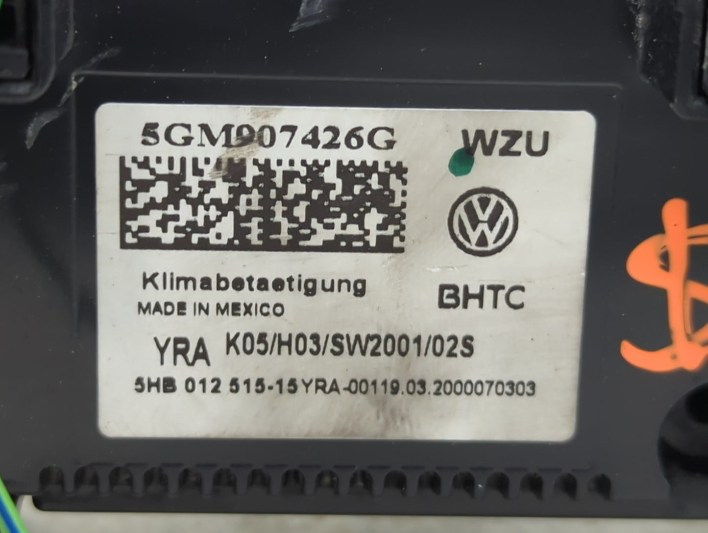 2018-2019 Volkswagen Golf Climate Control Module Temperature AC/Heater Replacement P/N:5GM907426G Fits Fits 2018 2019 OEM Us