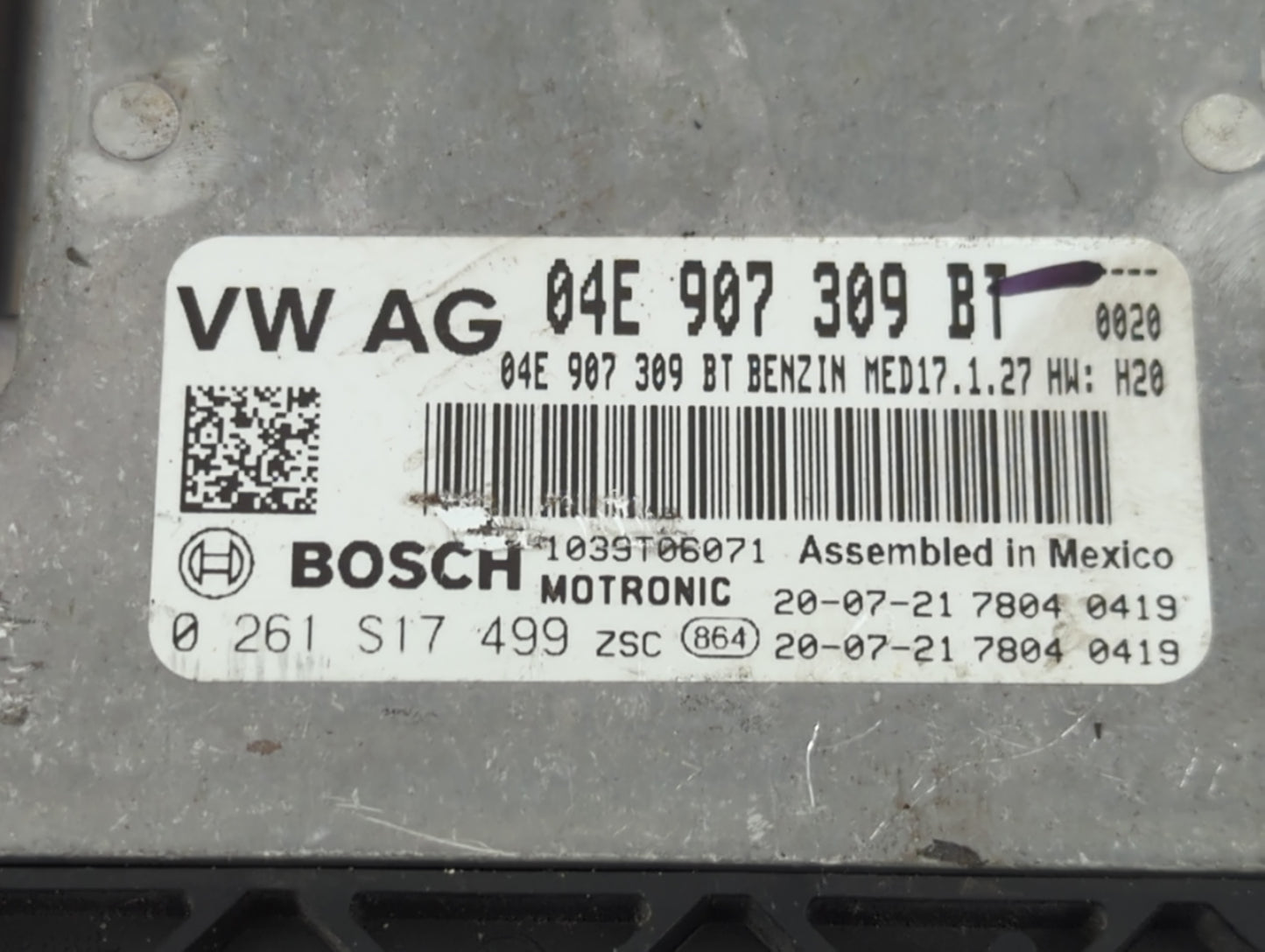 2019-2020 Volkswagen Jetta PCM Engine Control Computer ECU ECM PCU OEM P/N:04E 907 309 BT Fits Fits 2019 2020 OEM Used Auto 