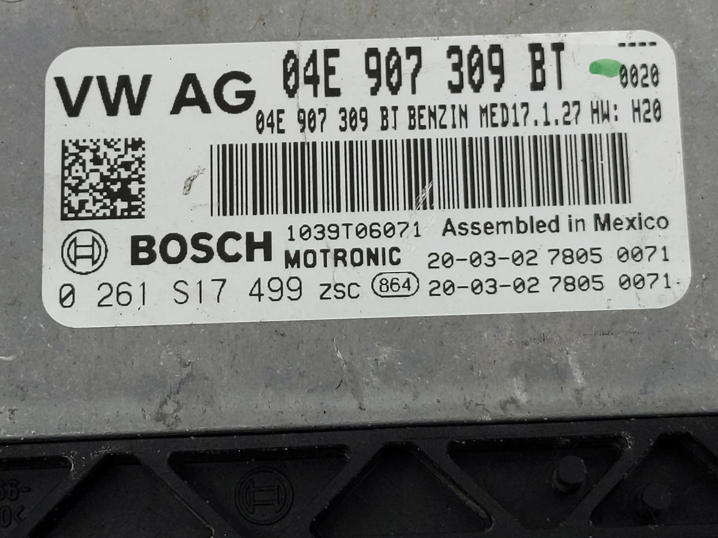 2019-2020 Volkswagen Jetta PCM Engine Control Computer ECU ECM PCU OEM P/N:0 261 S17 499 04E 907 309 BT Fits Fits 2019 2020 