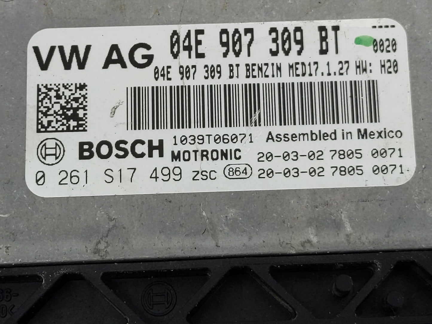 2019-2020 Volkswagen Jetta PCM Engine Control Computer ECU ECM PCU OEM P/N:0 261 S17 499 04E 907 309 BT Fits Fits 2019 2020 