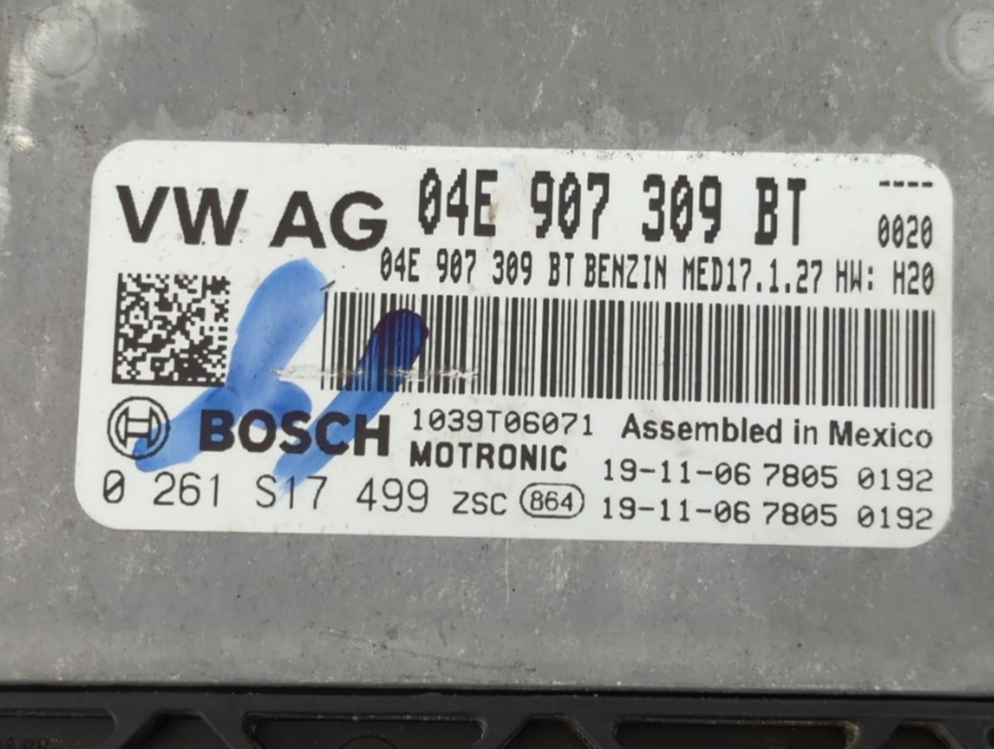 2019-2020 Volkswagen Jetta PCM Engine Control Computer ECU ECM PCU OEM P/N:0 261 S17 499 04E 907 309 BT Fits Fits 2019 2020 