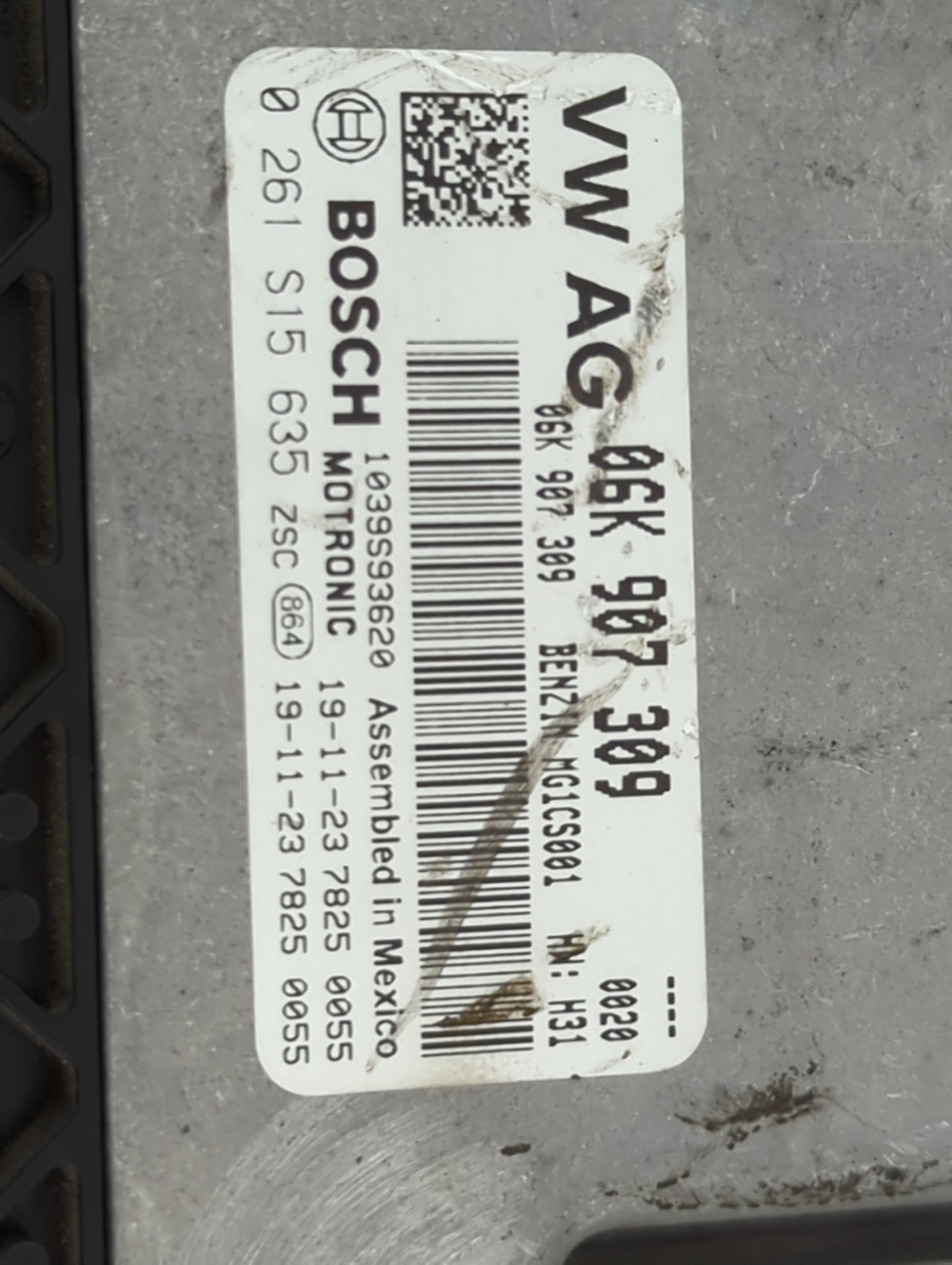 2019-2020 Volkswagen Passat PCM Engine Control Computer ECU ECM PCU OEM P/N:06K907309 0261S15635 Fits Fits 2019 2020 OEM Use