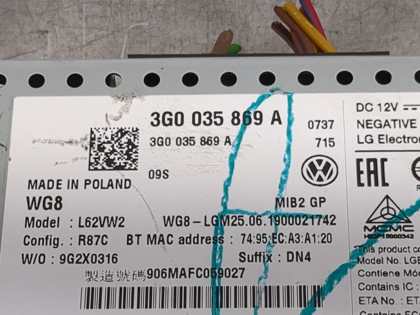 2018-2020 Volkswagen Tiguan Radio AM FM Cd Player Receiver Replacement P/N:3G0035869A L62VW2 Fits Fits 2018 2019 2020 OEM Us