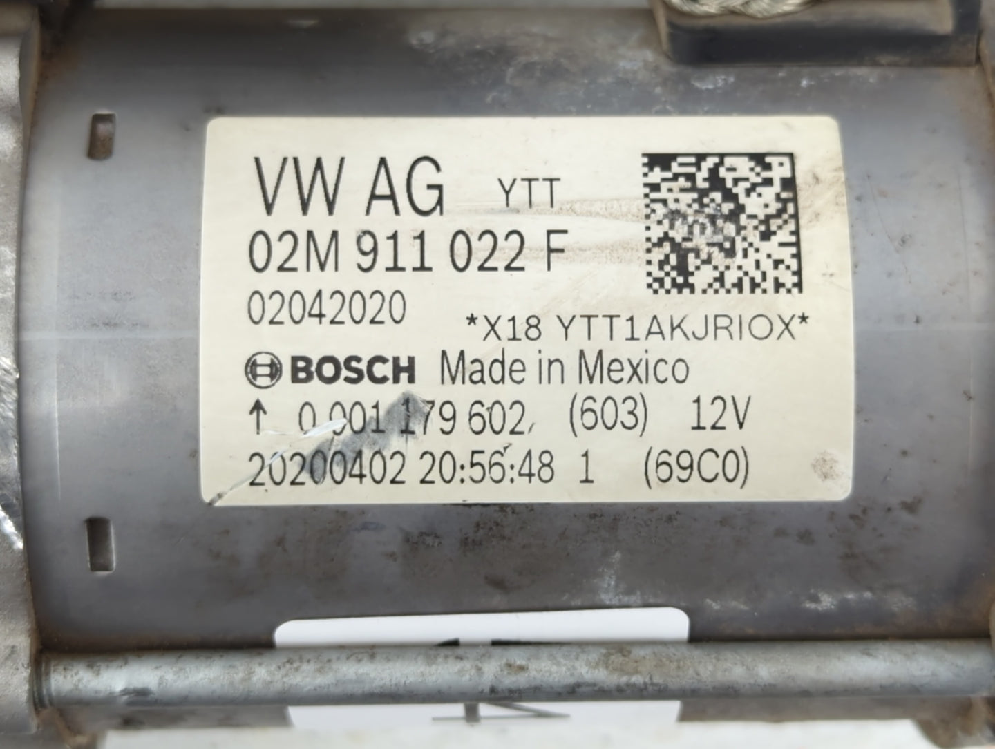 2018-2022 Volkswagen Tiguan Car Starter Motor Solenoid OEM P/N:02M 911 022 F Fits Fits 2018 2019 2020 2021 2022 OEM Used Aut