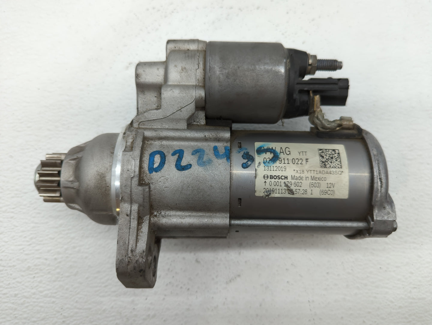 2018-2022 Volkswagen Tiguan Car Starter Motor Solenoid OEM P/N:02M 911 022 F Fits Fits 2018 2019 2020 2021 2022 OEM Used Aut