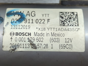 2018-2022 Volkswagen Tiguan Car Starter Motor Solenoid OEM P/N:02M 911 022 F Fits Fits 2018 2019 2020 2021 2022 OEM Used Auto Parts