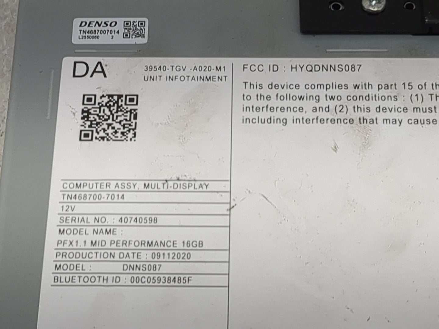 2021 Acura Tlx Radio AM FM Cd Player Receiver Replacement P/N:39540-TGV-A020-M1 HYQDNNS087, TN468700-7014, DNNS087, PFX1.1 F