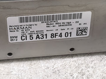 2021 Bmw 530i Radio AM FM Cd Player Receiver Replacement P/N:CI5A318F401 T8GMGUF, 6434A-MGUF, HBB316L3516472, CCAH20LP3810T5 Fits OEM Used Auto Parts