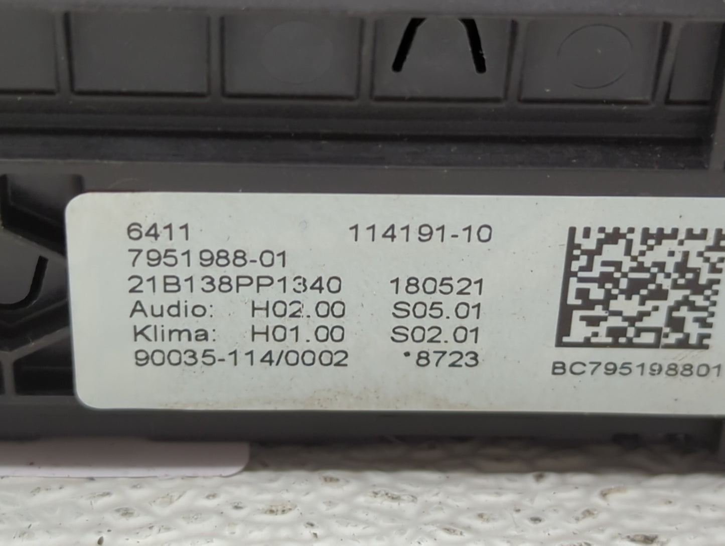 2018-2021 Bmw X3 Climate Control Module Temperature AC/Heater Replacement P/N:114191-10 7951988-01 Fits Fits 2018 2019 2020 