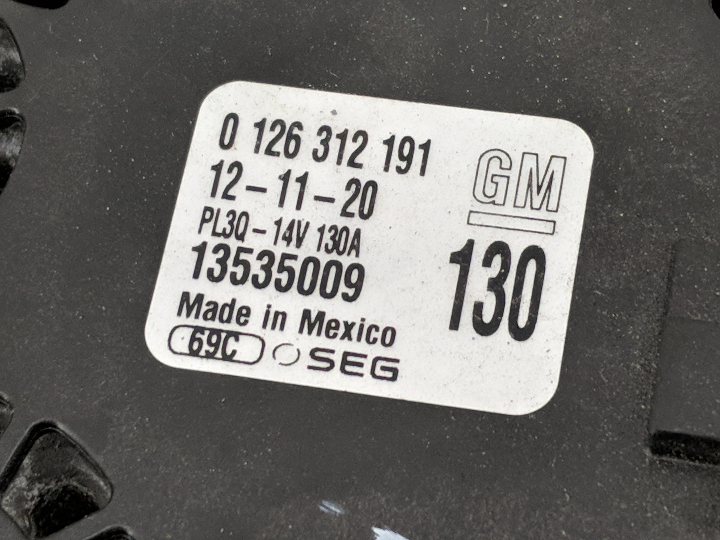 2018-2022 Chevrolet Equinox Alternator Replacement Generator Charging Assembly Engine OEM P/N:0 126 312 191 PL3Q-14V 130A Fi