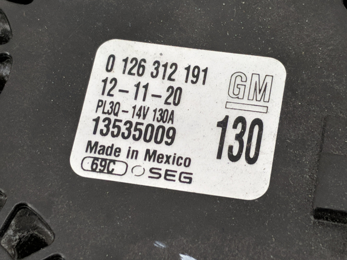 2018-2022 Chevrolet Equinox Alternator Replacement Generator Charging Assembly Engine OEM P/N:0 126 312 191 PL3Q-14V 130A Fi