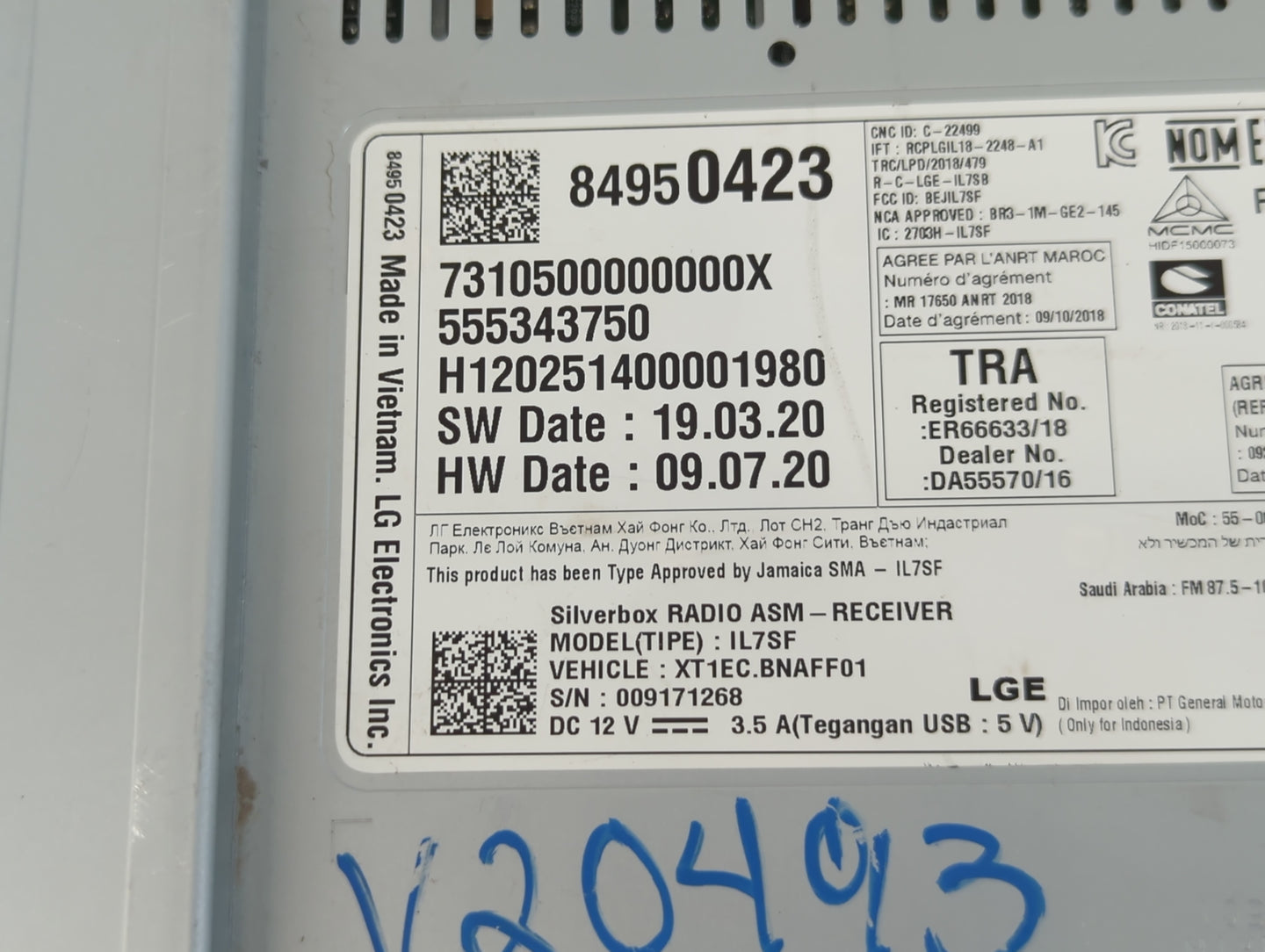 2019-2021 Chevrolet Malibu Radio AM FM Cd Player Receiver Replacement P/N:84950423 Fits Fits 2019 2020 2021 OEM Used Auto Pa