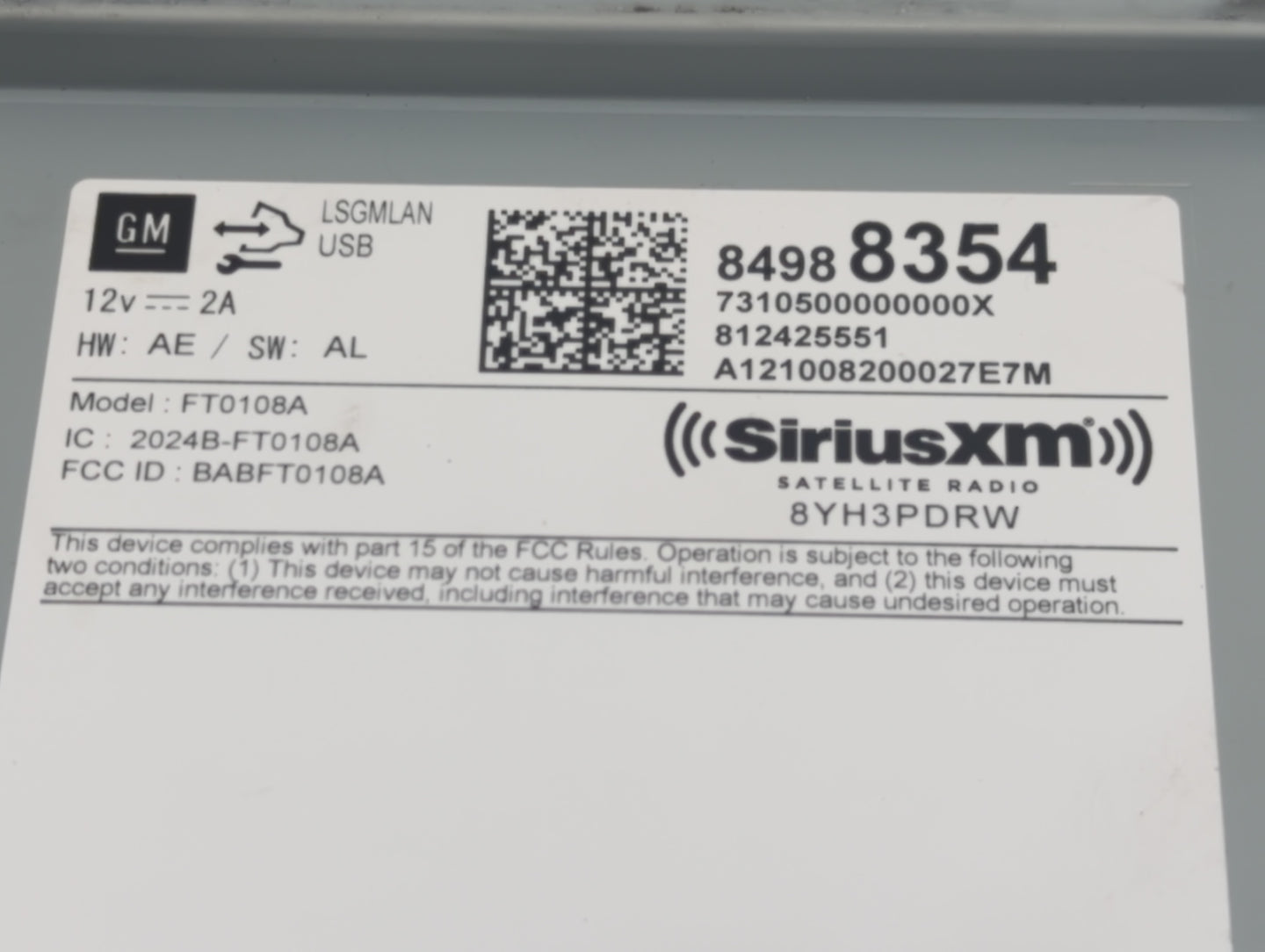 2020-2022 Chevrolet Silverado 1500 Radio AM FM Cd Player Receiver Replacement P/N:84988354 Fits Fits 2020 2021 2022 OEM Used