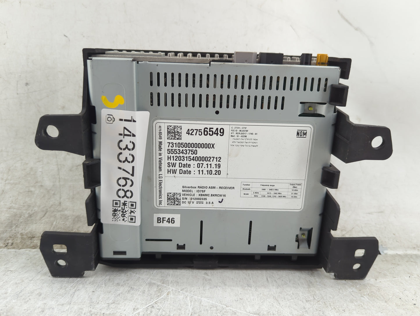 2020-2022 Chevrolet Spark Radio AM FM Cd Player Receiver Replacement P/N:42756549 555343750, ID7SF Fits Fits 2020 2021 2022 