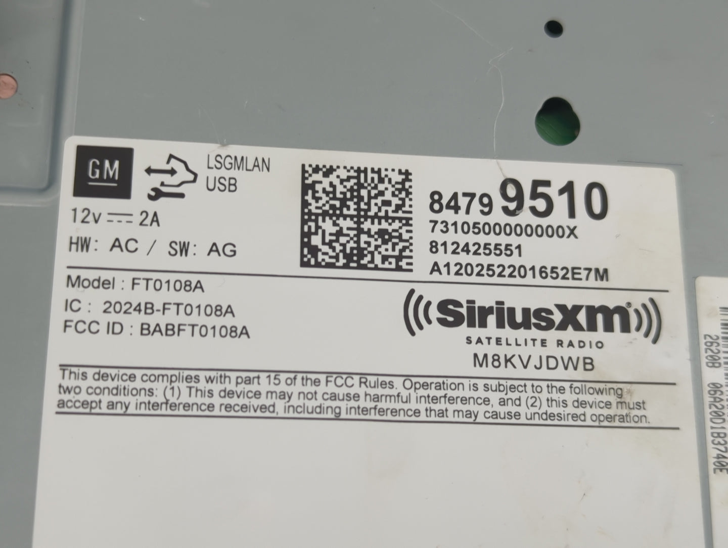 2021 Chevrolet Trax Radio AM FM Cd Player Receiver Replacement P/N:84799510 Fits OEM Used Auto Parts - Oemusedautoparts1.com
