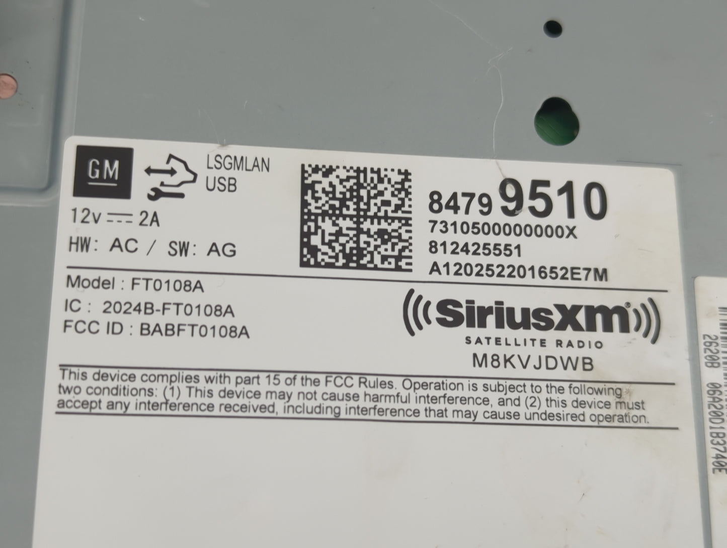 2021 Chevrolet Trax Radio AM FM Cd Player Receiver Replacement P/N:84799510 Fits OEM Used Auto Parts - Oemusedautoparts1.com