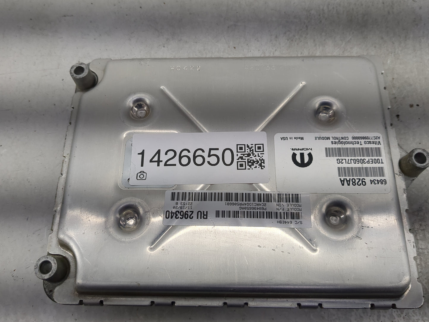 2021-2022 Chrysler Voyager PCM Engine Control Computer ECU ECM PCU OEM P/N:68434928AA Fits Fits 2020 2021 2022 OEM Used Auto