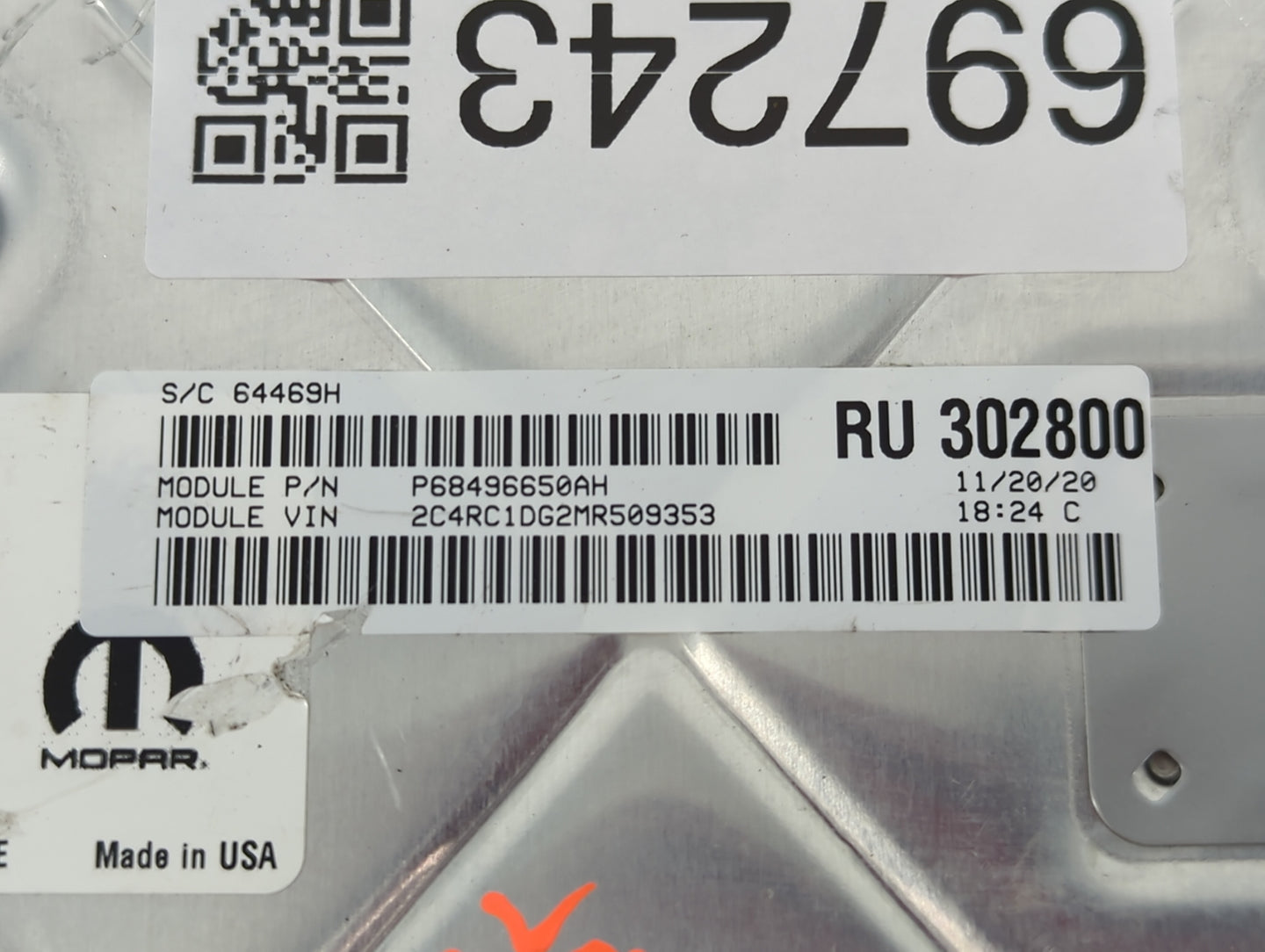 2021-2022 Chrysler Voyager PCM Engine Control Computer ECU ECM PCU OEM P/N:P68496650AH 68434928AA Fits Fits 2020 2021 2022 O